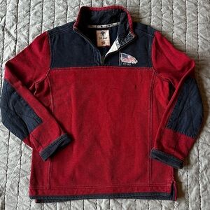 Fat Face Men’s Navy and Red Airlie USA Quarter-Zip Pullover